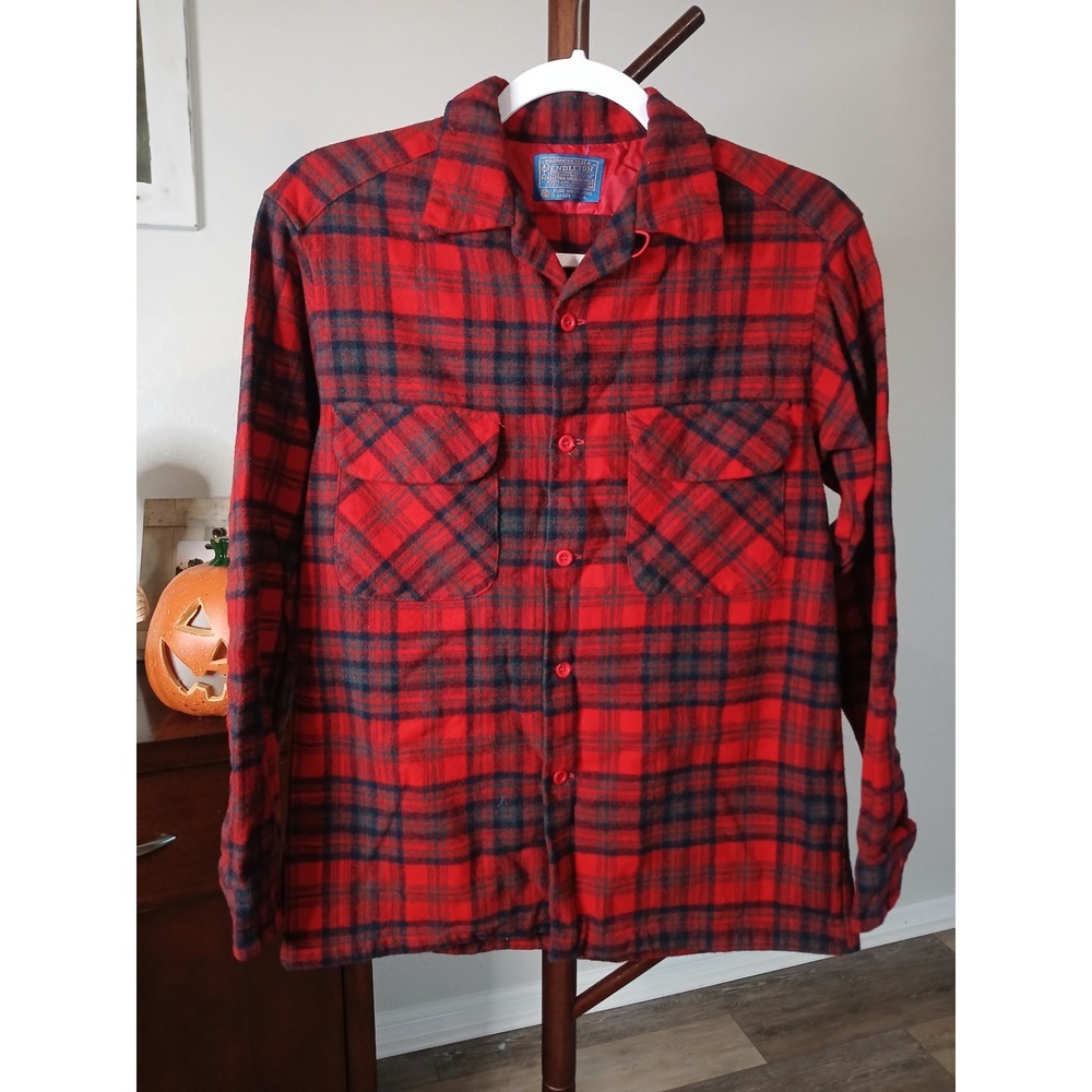 Vintage 70s Pendleton Board Matheson Tartan Wool Flannel Shirt Plaid Medium